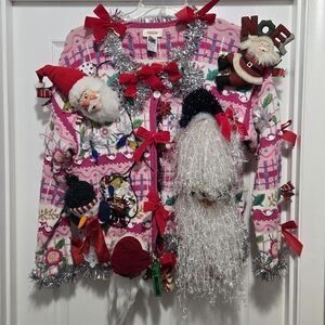 Talbots Pink and Red Holiday Sweater